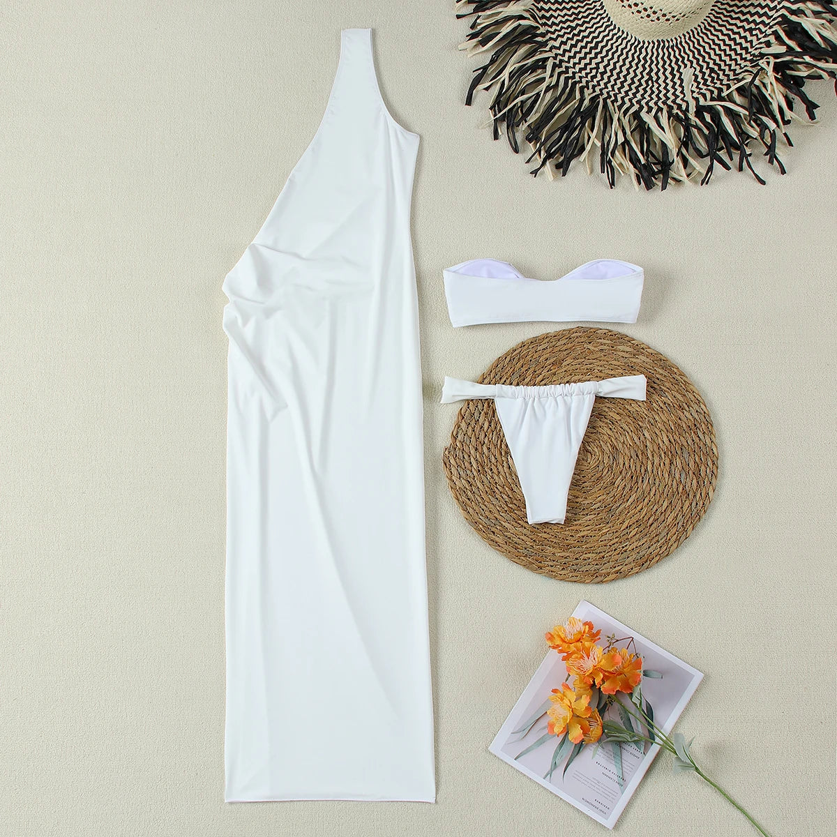 Ondine One-Shoulder Cutout Maxi Dress – High Slit Evening Women Formal Wedding Guest Party Maxi Dress
