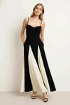 Contrava Colorblock Gown – Black Ivory Spaghetti Strap Maxi Dress Women Formal Evening Party
