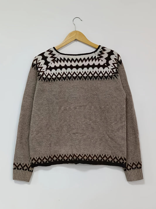 Mosaknit Fair Isle Button-Front Cardigan – Cardigan Women Sweater Knit Fall Oversized Chunky Wool Cardigan Sweater