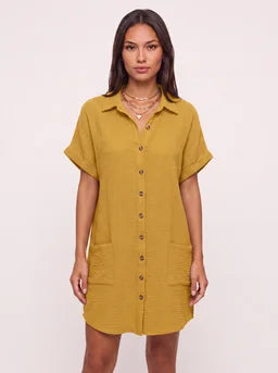 Costara Button Front Shirt Dress – Black Button Up Shirt Women Casual Summer Loose Fit Mini Dress