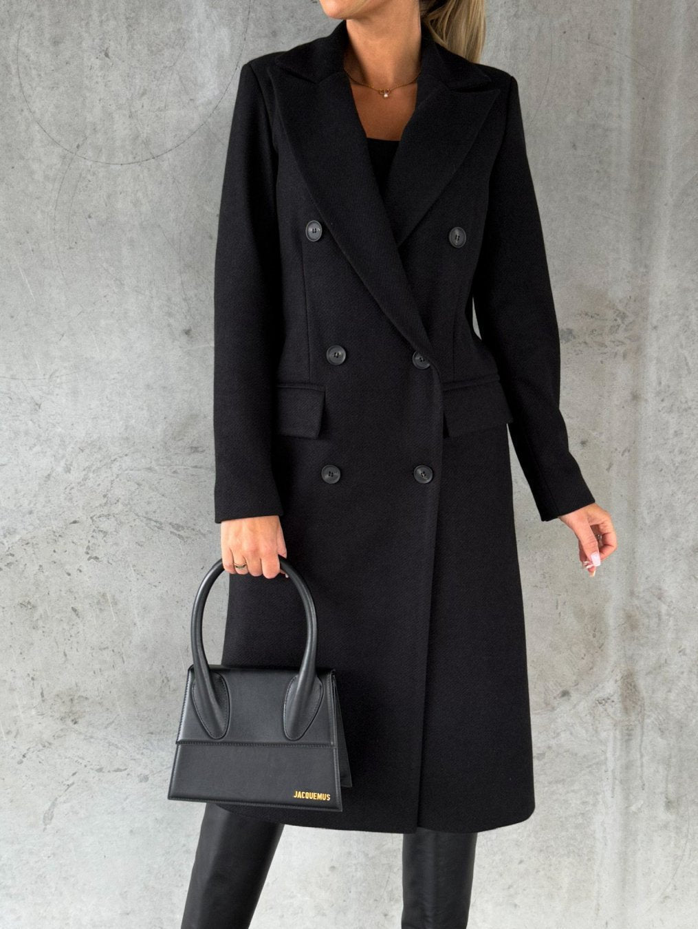 Manteau long en laine croisé Cariotte - manteau trench tailleur pour femme, pour le bureau en automne et en hiver