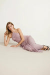 Pliova Halter Gown – Pleated Maxi Dress Women Semi Formal Wedding Guest Evening Ruffle