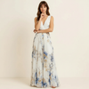 Rosella Pleated Maxi Dress – Floral V-Neck Sleeveless Women Wedding Guest Cocktail Elegant Formal