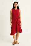 Caldera Midi Dress – Sleeveless Red Cocktail Party Women Semi Formal Elegant Occasion Flare Hem