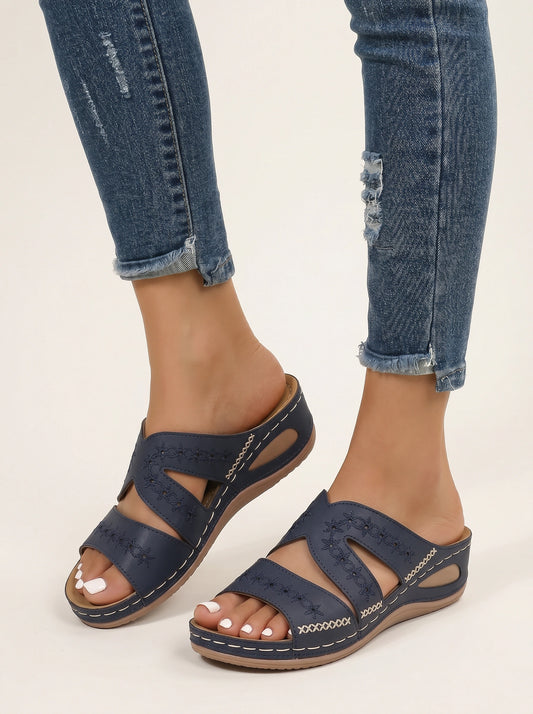 Kontix Strappy Platform Wedge Sandals – Women Flatform Comfort Walking Open Toe Casual Slide Footwear