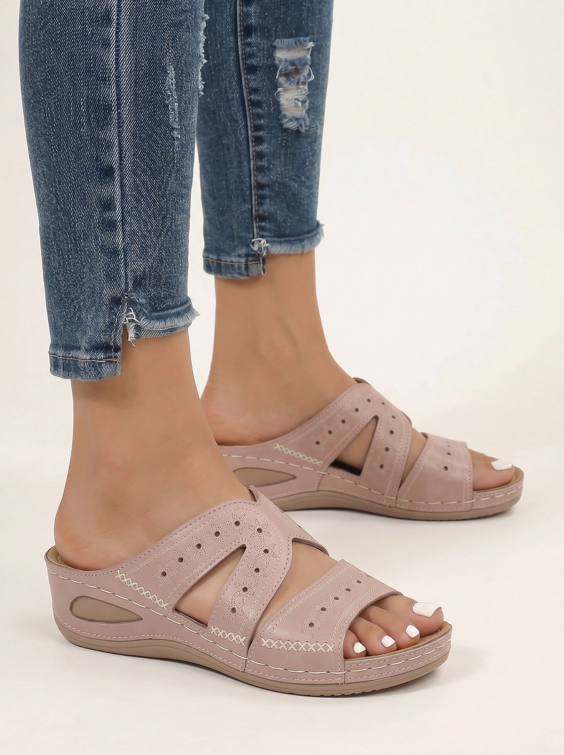 Kontix Strappy Platform Wedge Sandals – Women Flatform Comfort Walking Open Toe Casual Slide Footwear