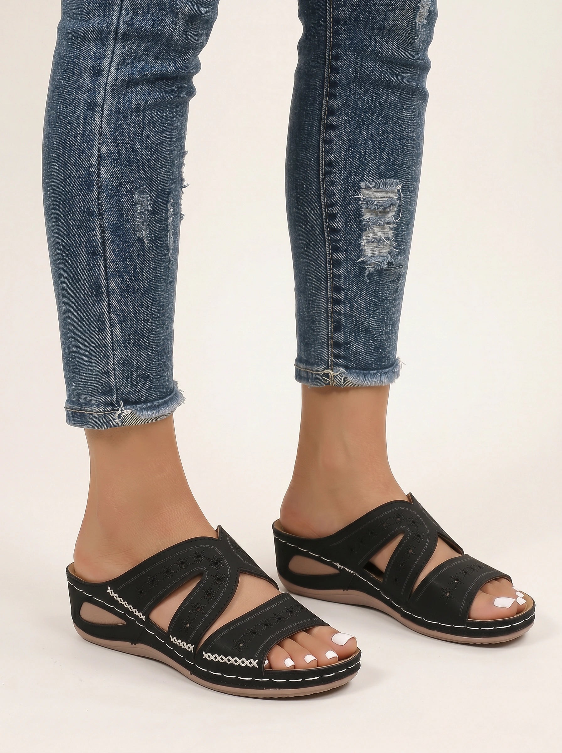 Kontix Strappy Platform Wedge Sandals – Women Flatform Comfort Walking Open Toe Casual Slide Footwear