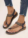 Gypsol Embellished T-Strap Flat Sandals – Women Boho Ankle Strap Summer Beach Vacation Casual Comfort