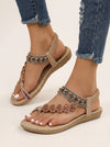 Gypsol Embellished T-Strap Flat Sandals – Women Boho Ankle Strap Summer Beach Vacation Casual Comfort