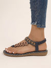 Gypsol Embellished T-Strap Flat Sandals – Women Boho Ankle Strap Summer Beach Vacation Casual Comfort