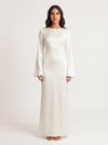 Solène Bell Sleeve Dress – Cream Long Sleeve Maxi Dress Women Elegant Formal Minimalist Gown