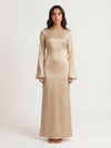 Solène Bell Sleeve Dress – Cream Long Sleeve Maxi Dress Women Elegant Formal Minimalist Gown