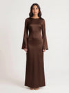 Solène Bell Sleeve Dress – Cream Long Sleeve Maxi Dress Women Elegant Formal Minimalist Gown