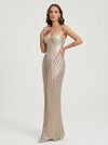 Aurenna Corset Gown – Metallic Pleated Maxi Evening Dress Women Formal Wedding Guest Champagne