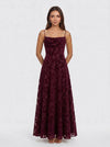 Petalux Maxi Dress – White Textured Floral Spaghetti Strap Bridal Summer Wedding Guest Gown Women