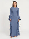 Cascada Maxi Dress – Long Sleeve Ruffle Formal Gown Women Wedding Guest Summer Evening