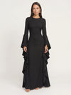 Cascada Maxi Dress – Long Sleeve Ruffle Formal Gown Women Wedding Guest Summer Evening