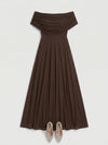 Rimonda Off-Shoulder Ruched Maxi Dress – Formal Evening Women Cocktail Wedding Guest Maxi Dress