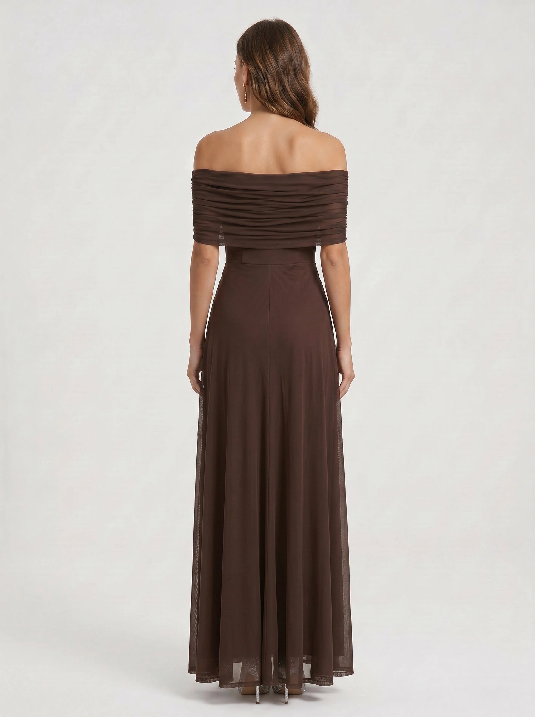 Rimonda Off-Shoulder Ruched Maxi Dress – Formal Evening Women Cocktail Wedding Guest Maxi Dress