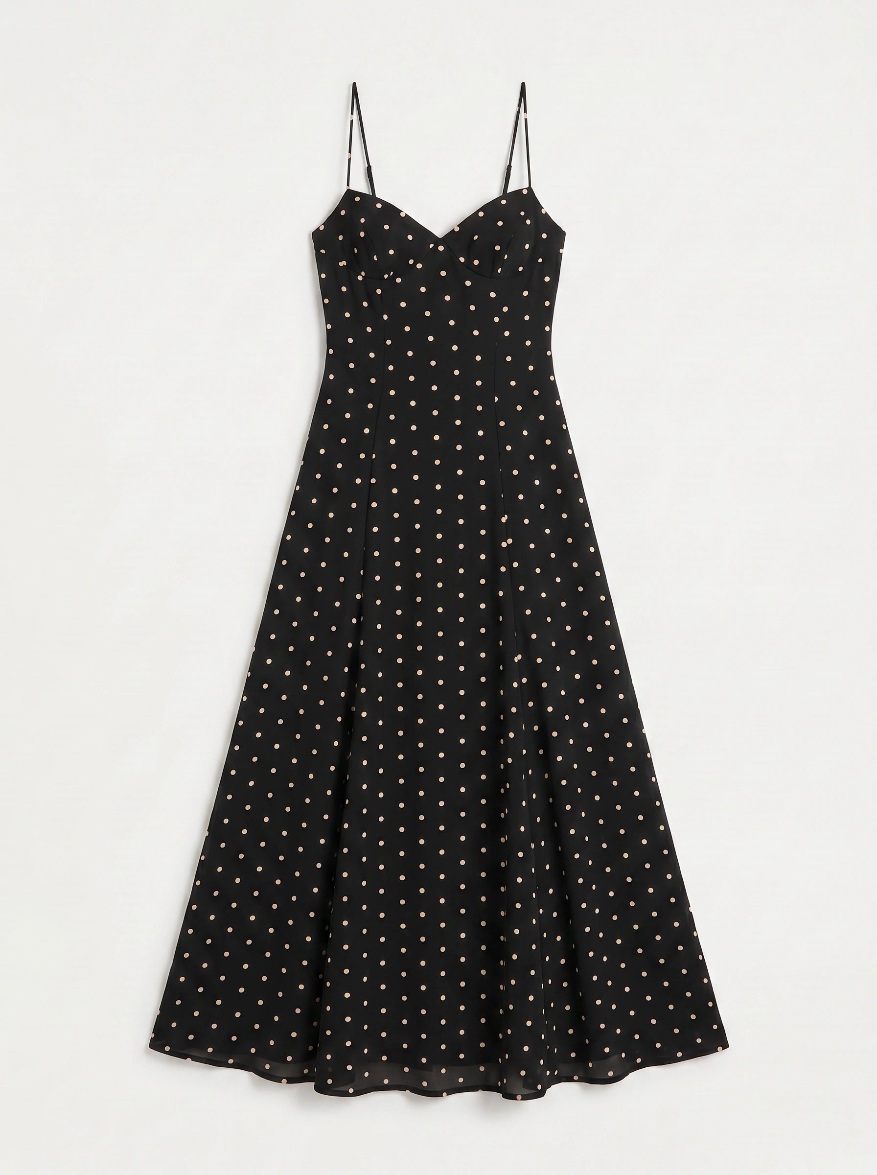 Puntina Sweetheart Polka Dot Maxi Dress – Black White Polka Dot Dress Women Summer Wedding Guest Party Maxi Dress, Black / 2XL
