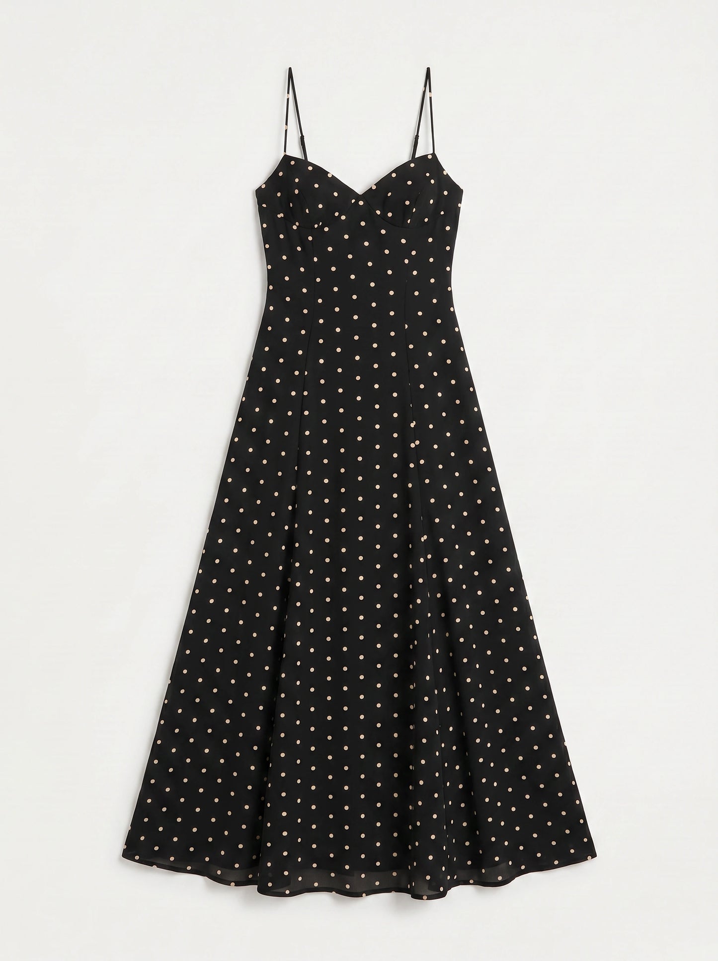 Puntina Sweetheart Polka Dot Maxi Dress – Black White Polka Dot Dress Women Summer Wedding Guest Party Maxi Dress