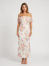 Florisse Off-Shoulder Ruffle Maxi Dress – Floral Summer Women Formal Wedding Guest Cocktail Graduation White Pink Maxi Dress