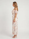 Florisse Off-Shoulder Ruffle Maxi Dress – Floral Summer Women Formal Wedding Guest Cocktail Graduation White Pink Maxi Dress