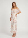 Florisse Off-Shoulder Ruffle Maxi Dress – Floral Summer Women Formal Wedding Guest Cocktail Graduation White Pink Maxi Dress