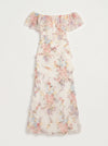 Florisse Off-Shoulder Ruffle Maxi Dress – Floral Summer Women Formal Wedding Guest Cocktail Graduation White Pink Maxi Dress