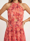 Rosalyn Halter Dress – Floral Maxi Slit Cutout Women Evening Cocktail Party Wedding Guest