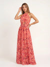 Rosalyn Halter Dress – Floral Maxi Slit Cutout Women Evening Cocktail Party Wedding Guest