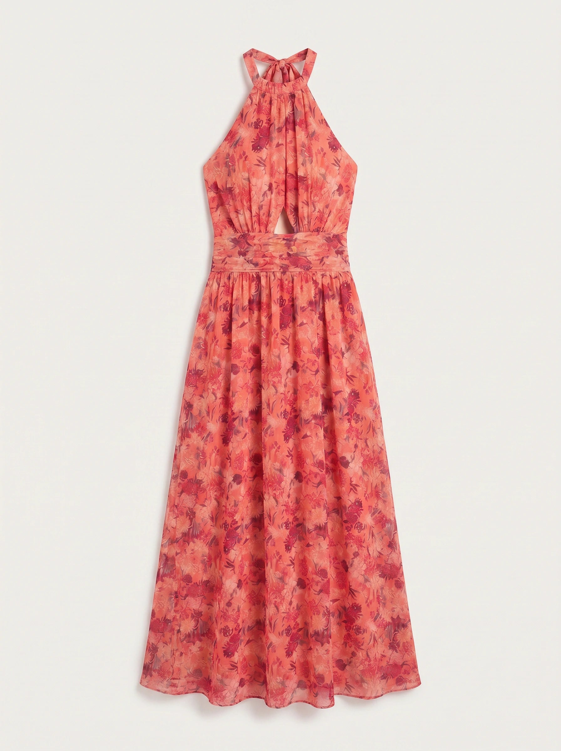 Rosalyn Halter Dress – Floral Maxi Slit Cutout Women Evening Cocktail Party Wedding Guest