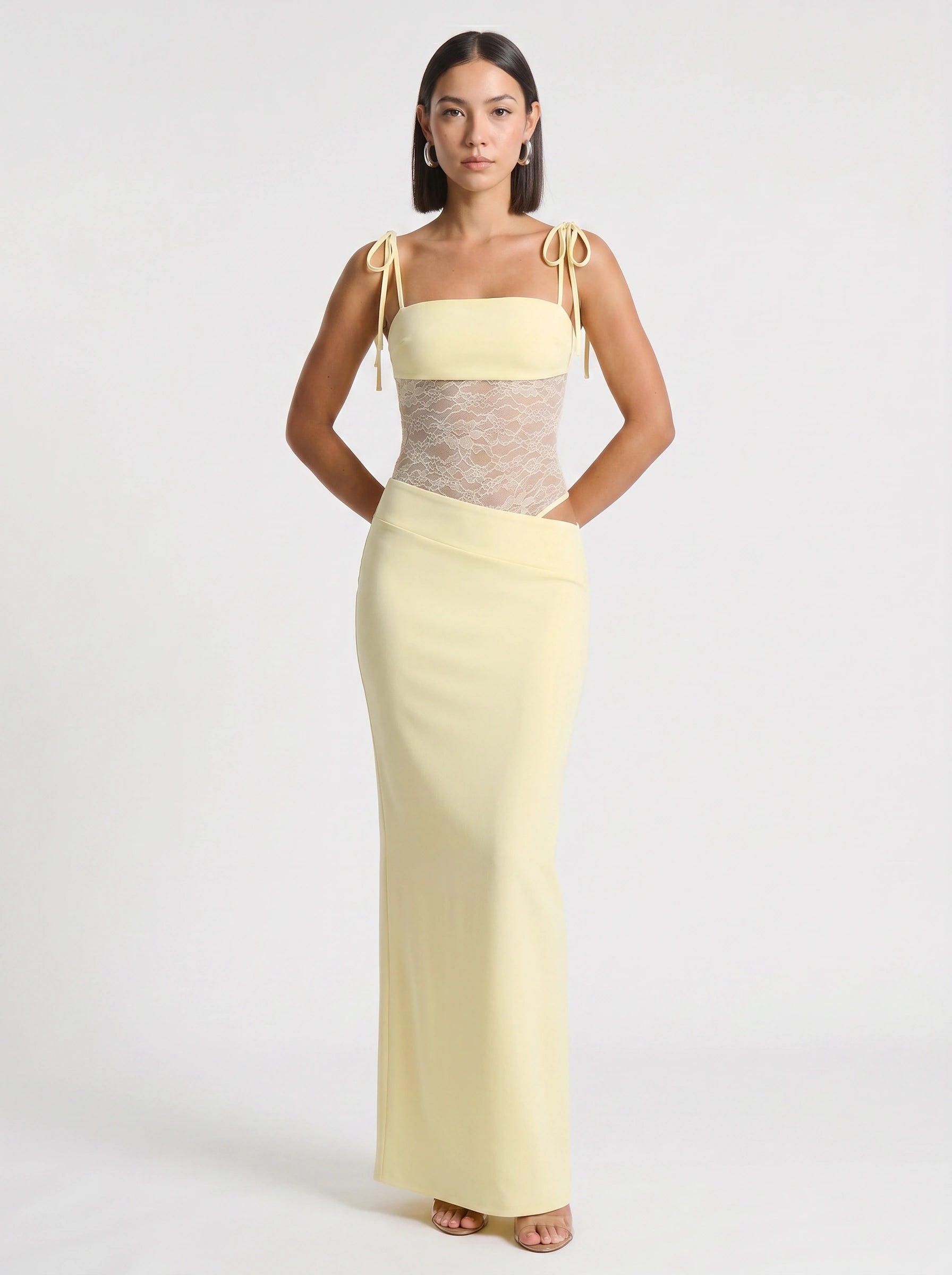 Brume Halter Gown – Lace Bodycon Maxi Dress Women Semi Formal Evening Party Elegant Cocktail