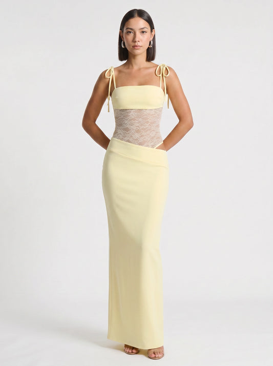 Brume Halter Gown – Lace Bodycon Maxi Dress Women Semi Formal Evening Party Elegant Cocktail