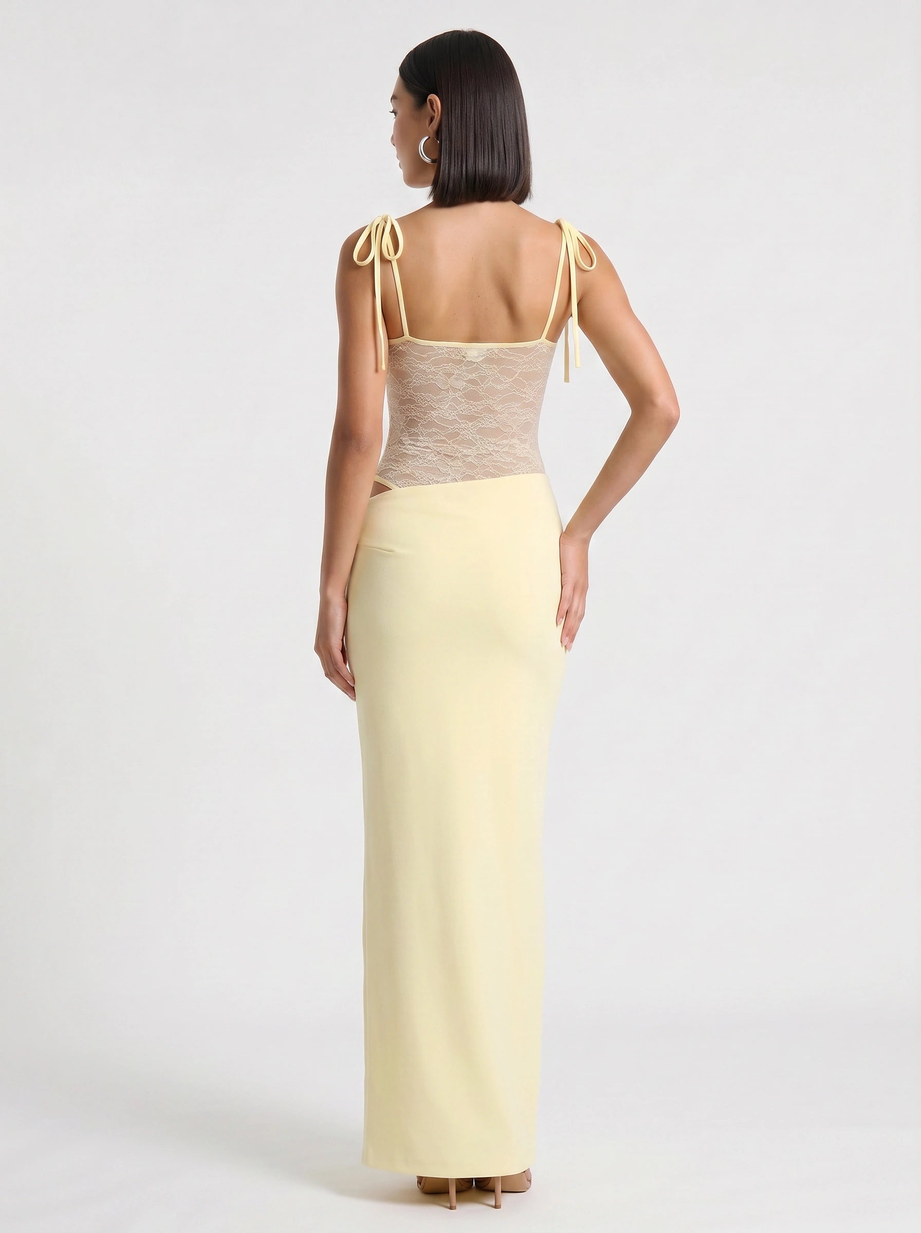 Brume Halter Gown – Lace Bodycon Maxi Dress Women Semi Formal Evening Party Elegant Cocktail