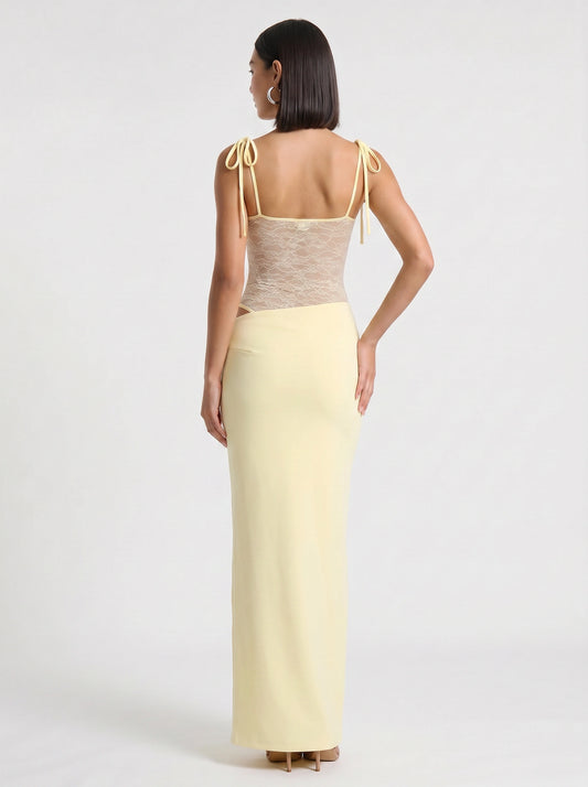 Brume Halter Gown – Lace Bodycon Maxi Dress Women Semi Formal Evening Party Elegant Cocktail