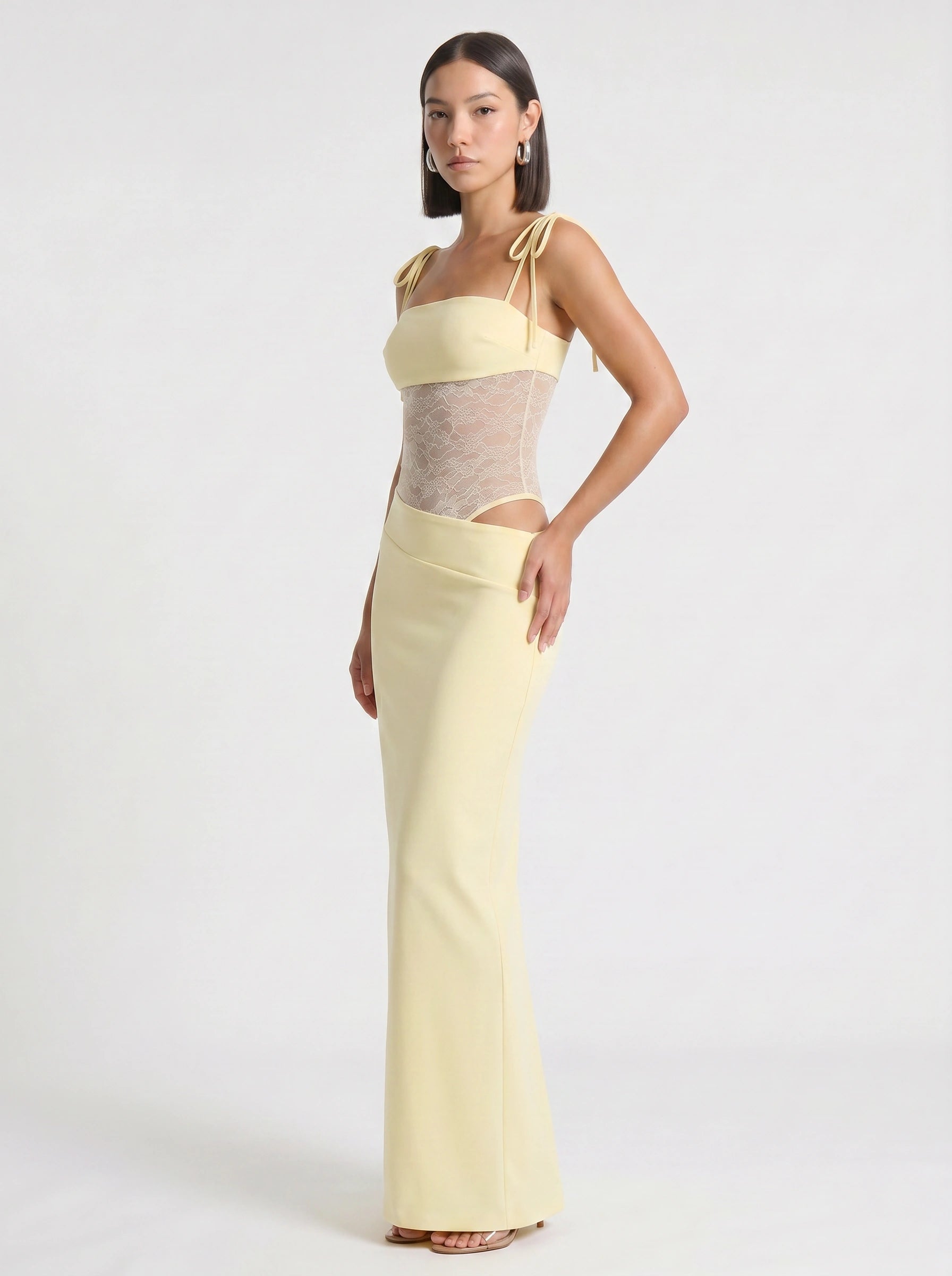 Brume Halter Gown – Lace Bodycon Maxi Dress Women Semi Formal Evening Party Elegant Cocktail