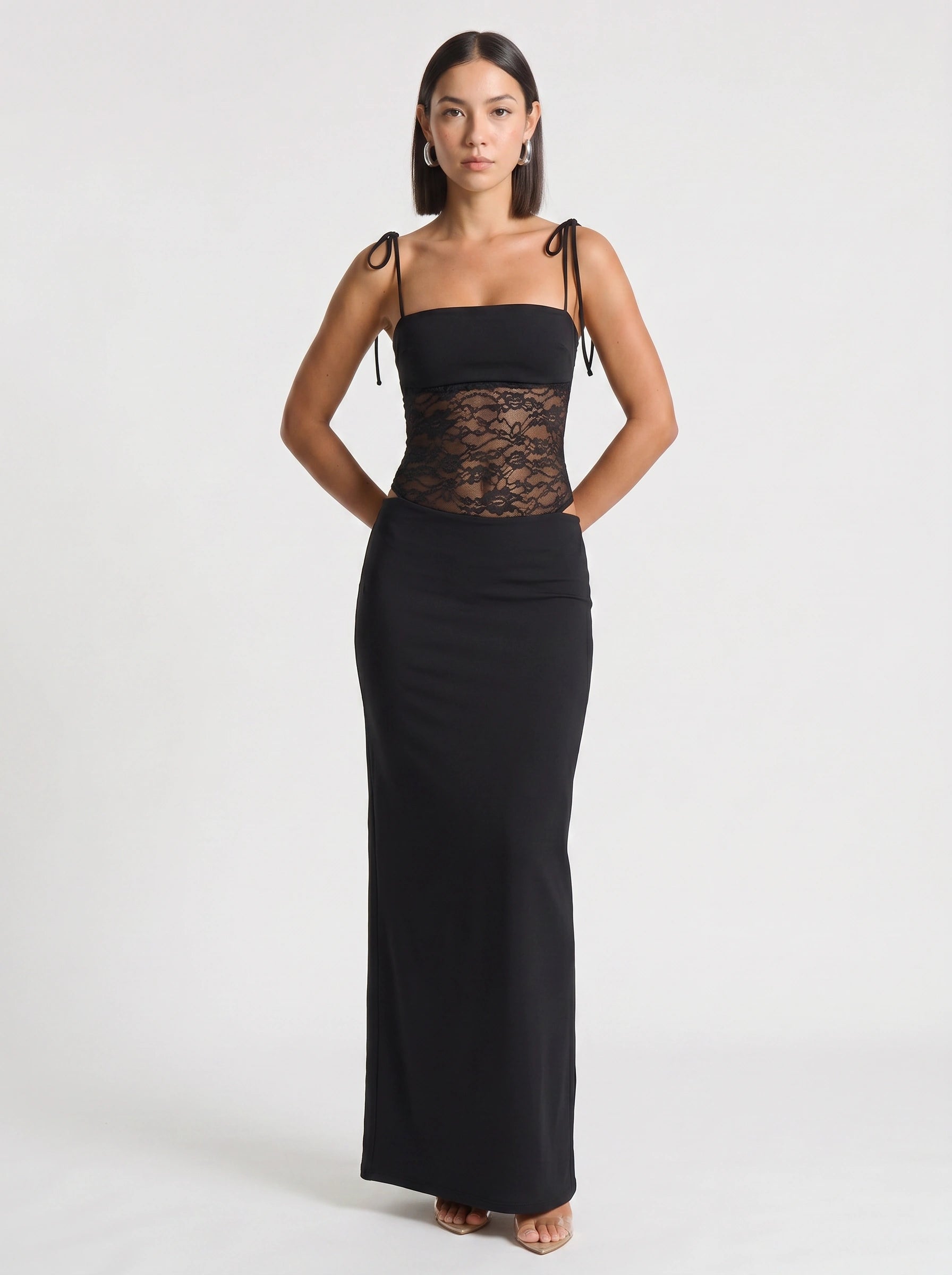 Brume Halter Gown – Lace Bodycon Maxi Dress Women Semi Formal Evening Party Elegant Cocktail
