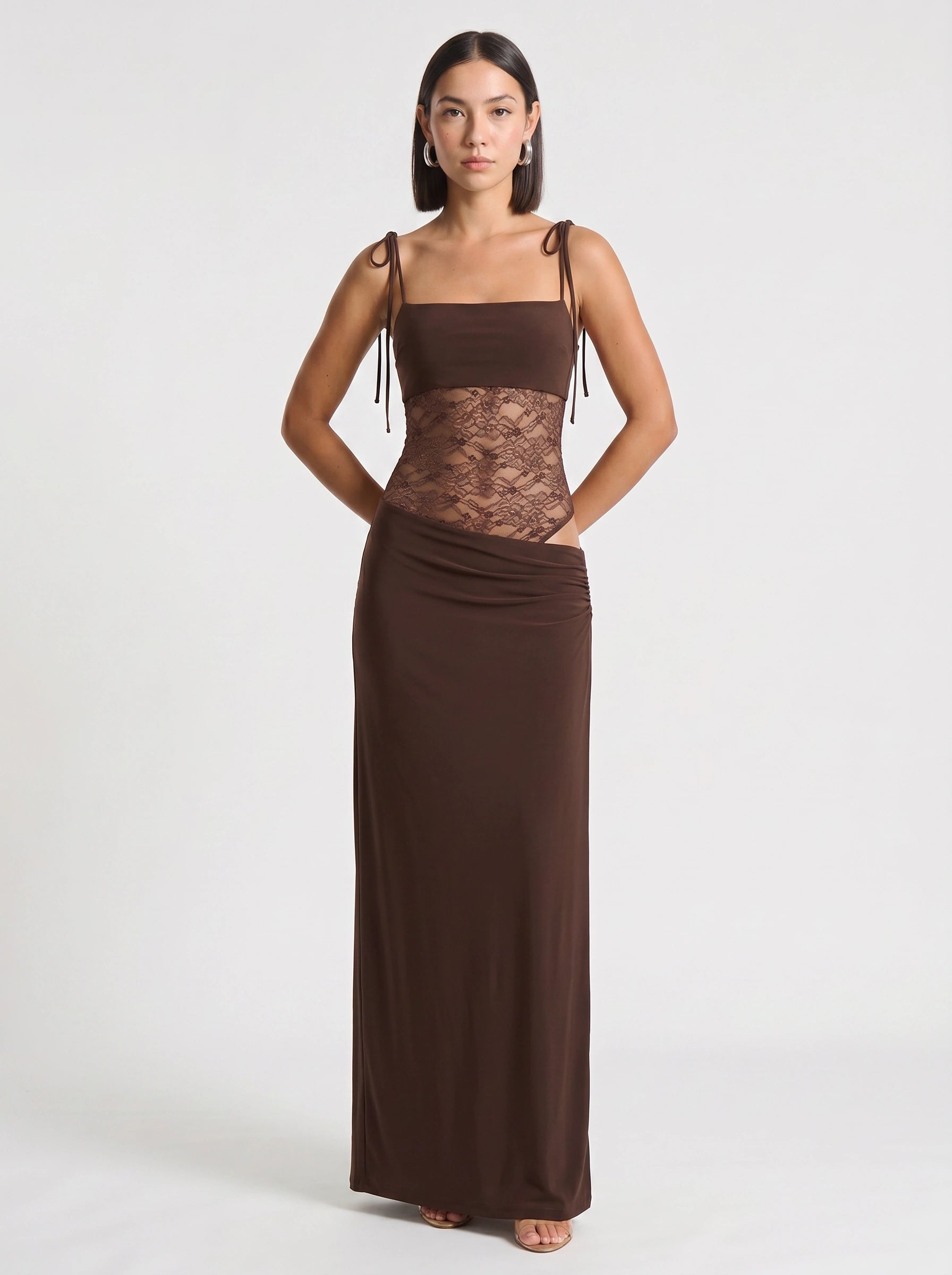 Brume Halter Gown – Lace Bodycon Maxi Dress Women Semi Formal Evening Party Elegant Cocktail