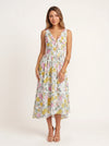 Jardine Midi Dress – Floral Cotton Button Front Women Sleeveless Summer Garden Party Cottage