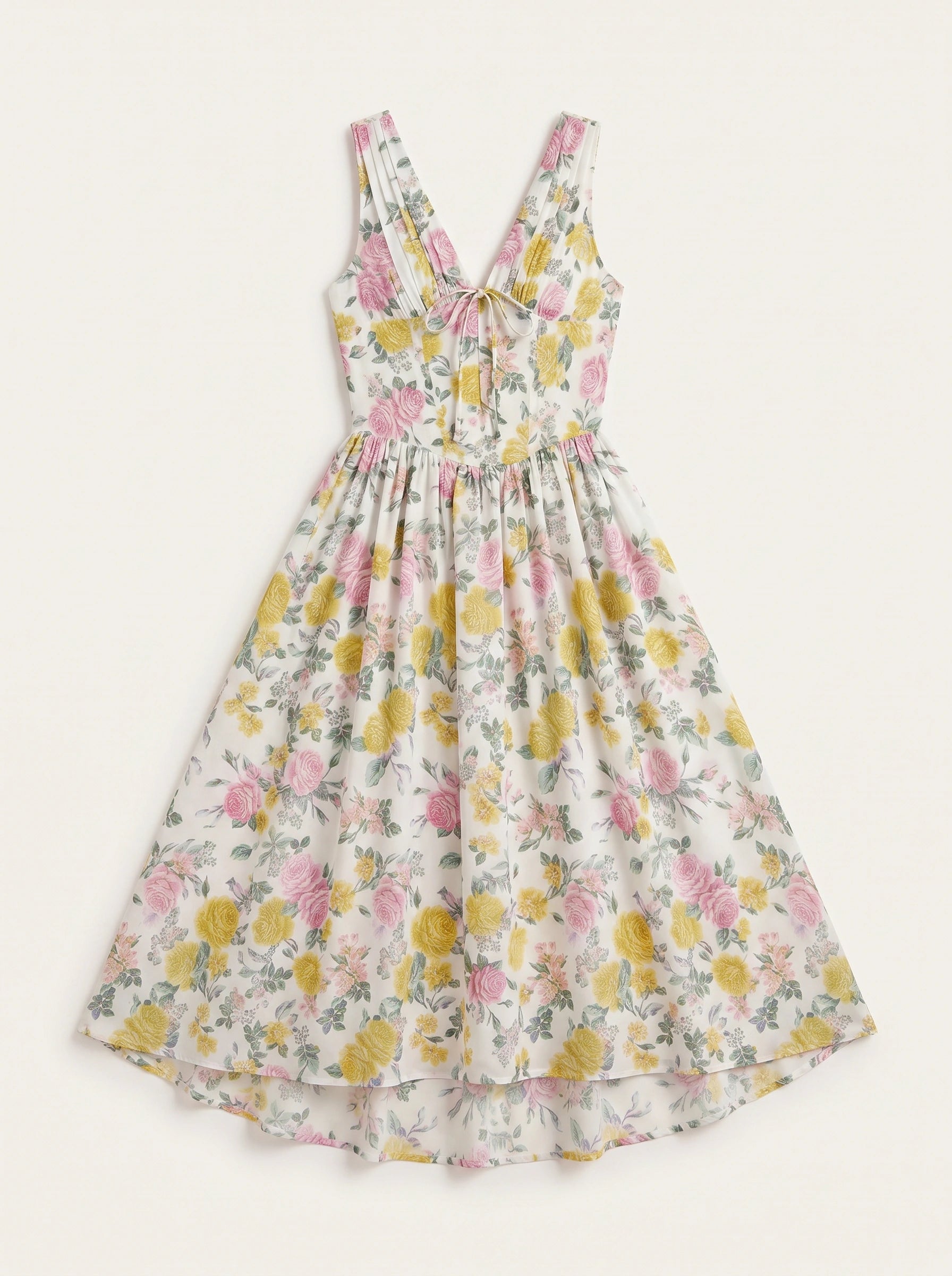 Jardine Midi Dress – Floral Cotton Button Front Women Sleeveless Summer Garden Party Cottage