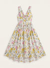 Jardine Midi Dress – Floral Cotton Button Front Women Sleeveless Summer Garden Party Cottage