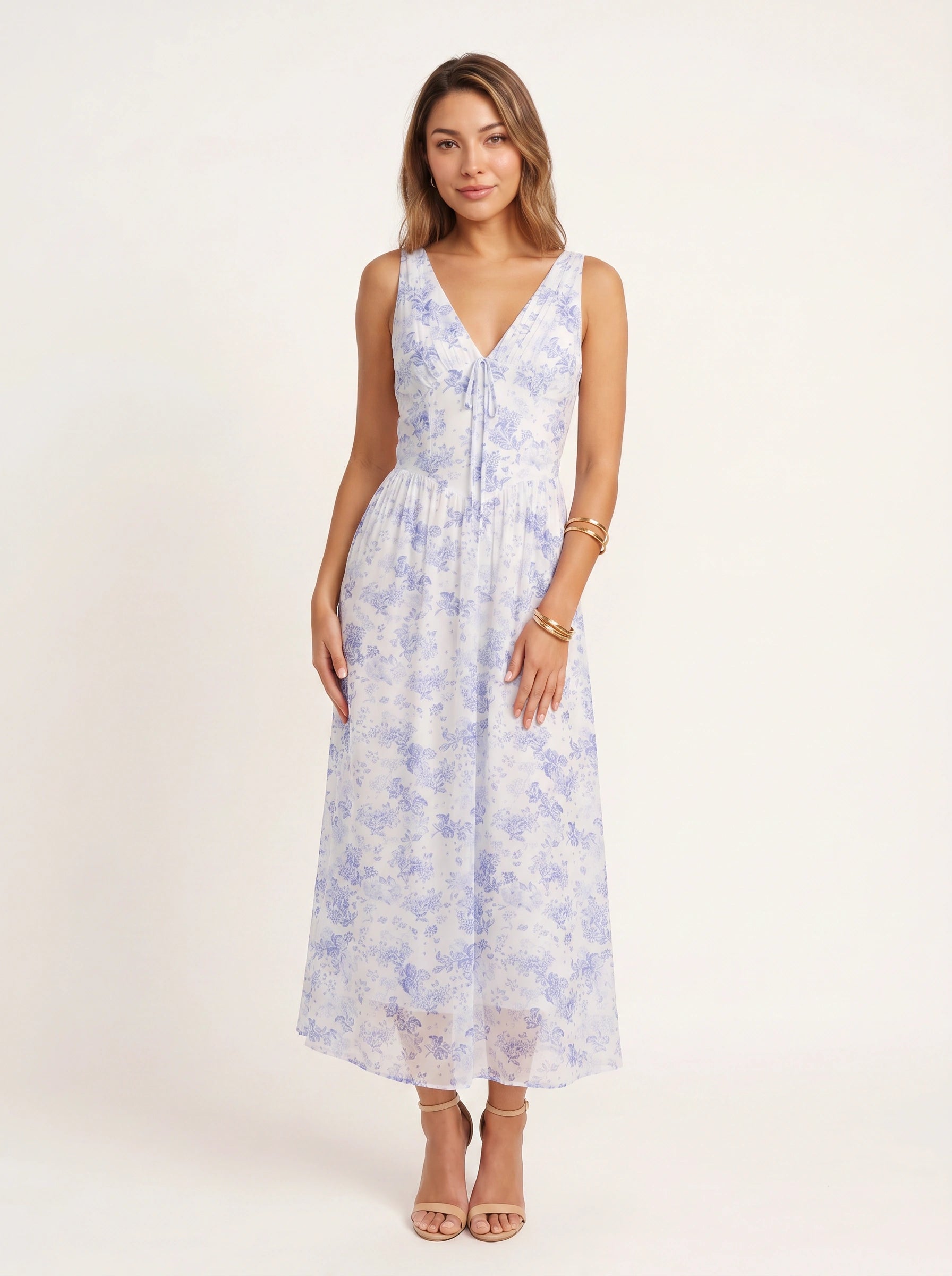 Jardine Midi Dress – Floral Cotton Button Front Women Sleeveless Summer Garden Party Cottage