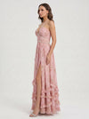 Sailene Halter Maxi Dress – Floral Lace Slit Gown Women Romantic Semi Formal Wedding Guest Boho Trendy