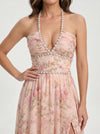 Sailene Halter Maxi Dress – Floral Lace Slit Gown Women Romantic Semi Formal Wedding Guest Boho Trendy