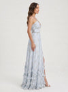 Sailene Halter Maxi Dress – Floral Lace Slit Gown Women Romantic Semi Formal Wedding Guest Boho Trendy