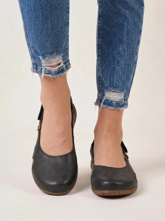 Cutvela Closed-Toe Slingback Sandals – Leather Sole Rocker Shoes Women Thick Sole Casual Comfort Walking Ladies Sandals