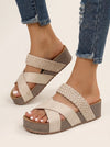 Intrecco Woven Platform Slide Sandals – Black Platform Slide Sandals Women Slip On Casual Summer Comfort