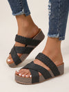 Intrecco Woven Platform Slide Sandals – Black Platform Slide Sandals Women Slip On Casual Summer Comfort