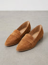 Dalfino Suede Loafers – Women Flat Slip-On Office Casual Pointed Toe Low Block Heel Loafers